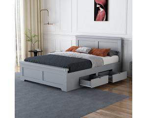 5ft King Size Connor 4 drawer grey painted solid wood bed frame